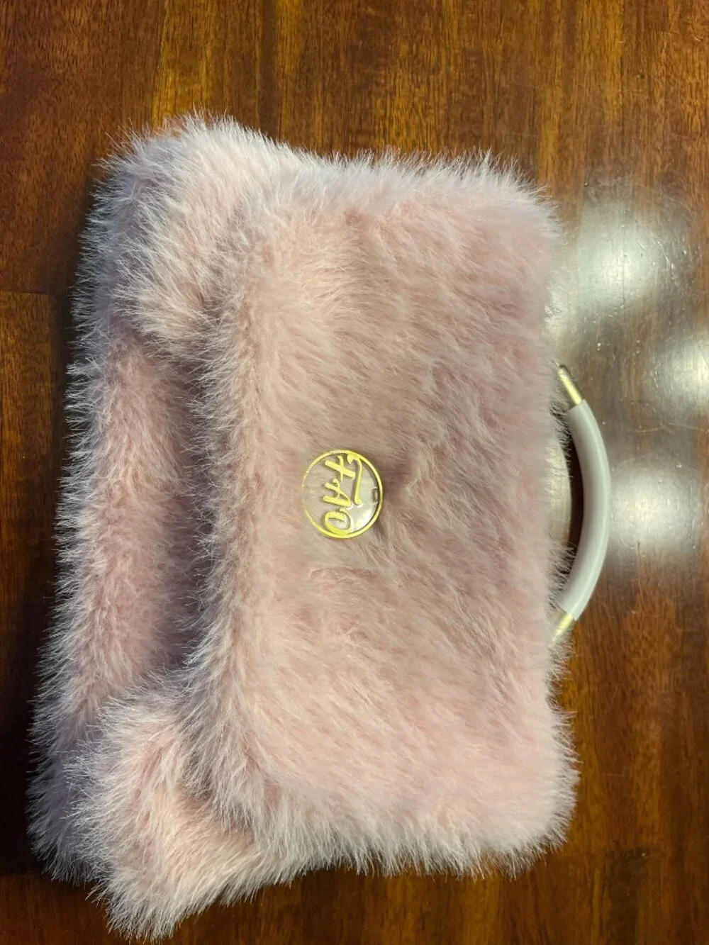 FAO Schwarz Baby Doll Pink Fuzzy Faux FurPad Diaper Bag/Changing Pad
